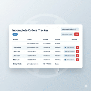 Incomplete Orders Tracker